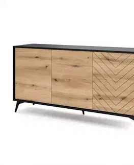Komody do spálne Komoda Diamond K154 dub evoke/čierna