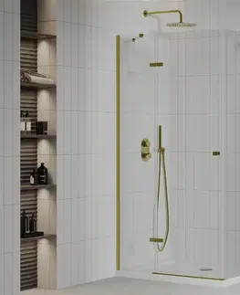 Vane MEXEN/S - Roma sprchovací kút otvárací 120x70, sklo transparent, zlatá + vanička 854-120-070-50-00-4010