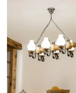 Svietidlá BRILAGI - Luster na reťazi RUSTIC 6xE14/40W/230V buk/orech EX-01025