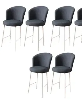 Barové stoličky Bar Stool Set (6 Pieces) Fora - Anthracite, White