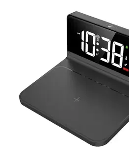 Predlžovacie káble  CA06 - LED Budík s LCD displejom a bezdrôtovým nabíjaním Qi LED/10W/230V CA06