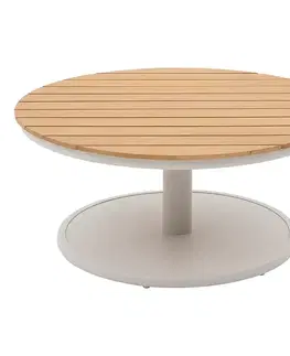 Stolčeky Hliníkový stolík EMOTION Ø 87 cm (teak)