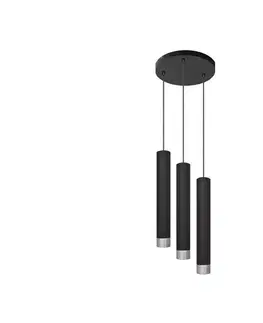 Svietidlá  LED Luster na lanku TUBA 3xGU10/4,8W/230V čierna/lesklý chróm W-KD 1111/3 BK+CH