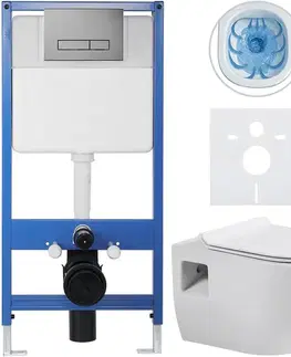 Záchody CERANO - Kompletný WC set Profi/Dure - biela lesklá - WC tlačidlo Slim/Tmavosivá - predstenová inštalácia - 51x35 CER-899169