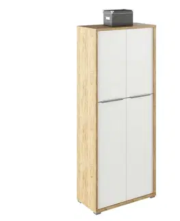 Kancelárske skrine KONDELA Rioma Typ 07 policová skriňa dub artisan / biela