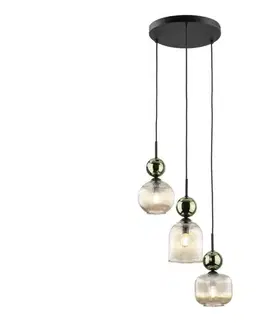 Svietidlá  Závesný luster na lanku SOPHIA 3xE14/10W/230V čierna/zelená/dymová béžová 11148