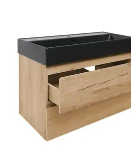Kúpeľňový nábytok Kúpeľňová skrinka 2 zásuvková s umývadlom SAT B-Way 99x50x45 cm dub mat BWAY2100OAKU2BB BWAY2100OAKU2BB