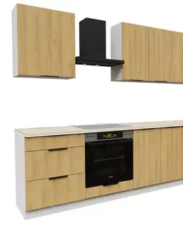 Kompletné kuchynské zostavy Artstolk Rohová kuchynská linka BONO | 170-260 cm dub hicora