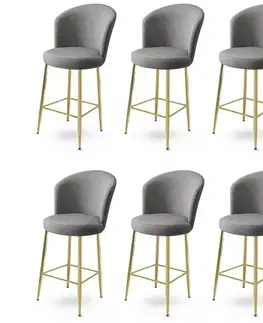 Barové stoličky Bar Stool Set (6 Pieces) Alte - Grey, Gold