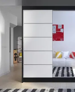 Šatníkové skrine Šatníková skriňa KAMEL 3 čierna/ biela