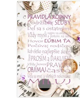 Obrazy s textom Obraz s rámom do kuchyne - Pravidlá