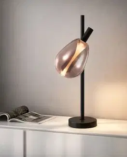 Stolové lampy Lampka nocna Denso 26 czarna szklany klosz miedziany do czytania