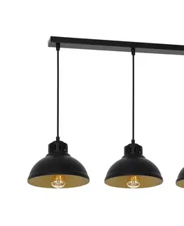 Svietidlá  Luster na lanku SVEN 3xE27/15W/230V čierna/zlatá 9144