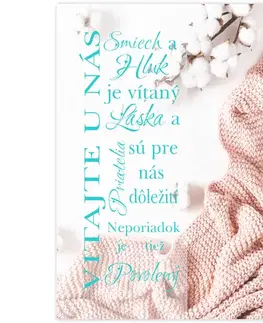 Obrazy s textom Obraz v ráme s textom - vitajte, bavlna