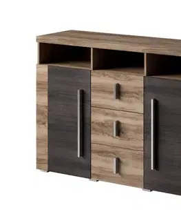 Komody a skrinky POUND dvojdverová komoda 2D3S, orech Satin/touchwood