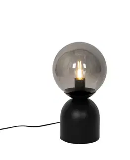 Stolné lampy Stolná lampa Hotel Chic čierna s dymovým sklom - Pallon Trend