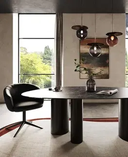 Jedálenské stoly DELIFE Jedálenský stôl Edge oválny 220x120 keramika Laminam® Nero Greco antracitová Troa kov čierna