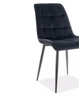 Kuchynské a jedálenské stoličky Signal Jedálenská stolička CHIC VELVET | čierne nohy Farba: Čierna / Bluvel 19