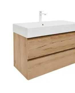 Kúpeľňový nábytok Kúpeľňová skrinka 2 zásuvková s umývadlom SAT B-Way 99x50x45 cm dub mat BWAY2100OAKU2BBI BWAY2100OAKU2BBI