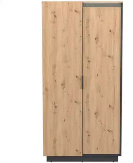 Šatníkové skrine Skriňa 2d Sierro dub Artisan/Čierna