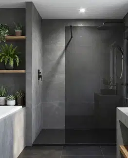 Sprchové dvere REA/S - Sprchová zástena Flexi Grey / Black 80 KPL-K99186