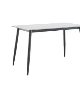 Jedálenské stoly KONDELA Florenc Typ 1 jedálenský stôl 121x71 cm biely mramor / čierna