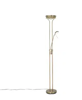 Stojace lampy Moderná stojaca lampa bronzová s lampou na čítanie vrátane LED s tlmením na teplé - Diva