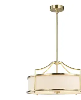 Svietidlá Open Design OR80896 - Luster na tyči STANZA 4xE27/15W/230V pr. 55 cm mosadz/biela OR80896