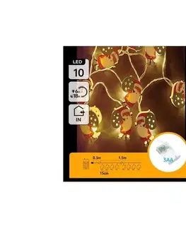 Vianočné dekorácie  B.V.  - LED reťaz 10xLED/3xAA 1,5m teplá biela Santa Claus B10303Q6M