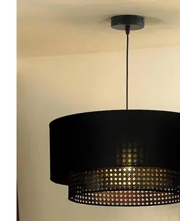 Svietidlá  - Luster na lanku BOHO RATTAN 1xE27/15W/230V pr. 45 cm čierna 603683