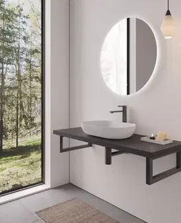 Kúpeľňový nábytok CERANO - Doska pod umývadlo Navira Pro + 2 konzoly pod dosku - čierna matná - 80x46x3,6 CER-606033