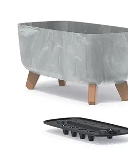 Kvetináče a truhlíky NABBI DGCL400E plastový kvetináč na nožičkách 39 cm sivý betón
