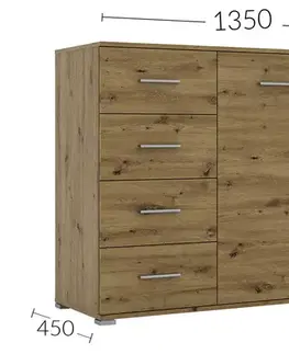 Komody a skrinky RADAN kombinovaná komoda 2D4S, biela nymfea alba