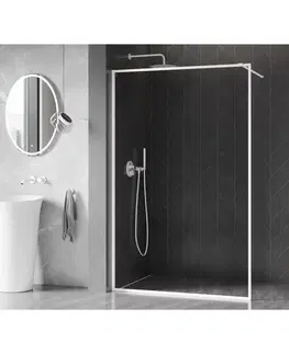 Sprchové dvere MEXEN/S - Kyoto-F Sprchová zástena WALK-IN s rámom 65 x 202, transparent 8 mm, biela 800-065-104-20-00