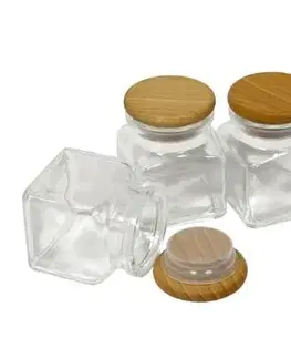 Koreničky Kinekus Korenička sklenená/drevený vrchnák, objem 120ml, sada 3ks