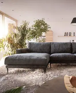 Rohové sedacie súpravy DELIFE Rohová pohovka Sottil 290 x 165 cm šenilka antracitová ležadlo ľavé