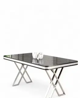 Jedálenské stoly Jedálenský stôl Vals - Black Marble, Chrome
