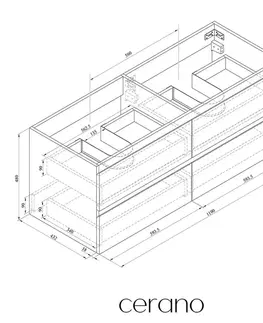 Kúpeľňový nábytok CERANO - Kúpeľňová skrinka pod umývadlo Carole - čierna matná - 119x48x45 CER-431578