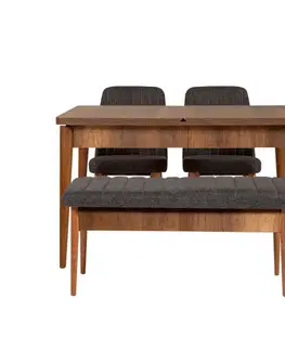 Jedálenské sety Jedálenský set s rozkladacím stolom a stoličkami (4 kusy) Vina 1053 - Anthracite, Walnut