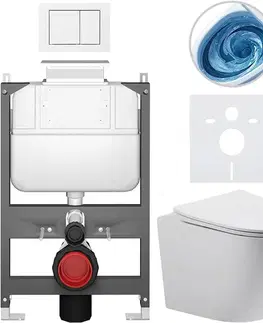 Záchody CERANO - Kompletný WC set Basic/Cesso - biela matná - WC tlačidlo Maxio/Biela - ovládanie zhora - predstenová inštalácia - 49x36 CER-8050BD86165