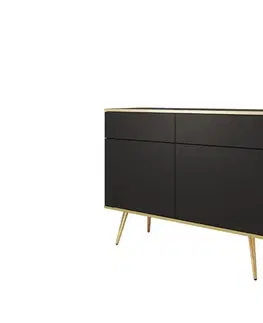 Komody ArtPS Komoda BIJOU KSZ-107 | čierna / zlaté nohy