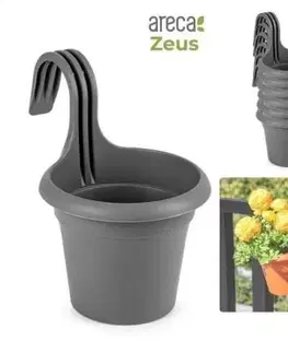 Kvetináče a truhlíky Kinekus Kvetináč na balkón plastový, ZEUS antracit, s priemerom 18cm