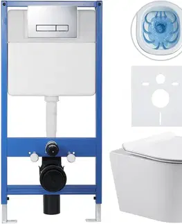 Záchody CERANO - Kompletný WC set Profi/Carlito - biela lesklá - WC tlačidlo Slim/Chrom - predstenová inštalácia - 48,5x36,5 CER-8050BD77