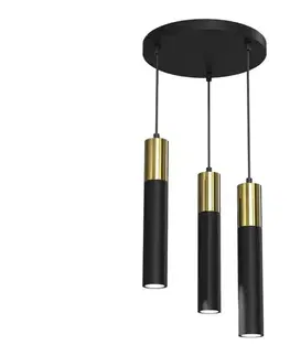 Svietidlá  Luster na lanku CASSA 3xGU10/8W/230V čierna/zlatá 4146