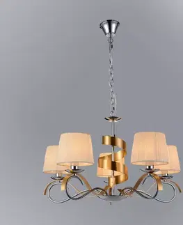 Moderné lampy do obývačky Denis Závesné svietidlo 5x40w E14 Chróm/Zlatá