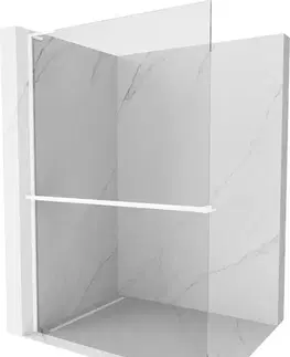 Sprchové dvere MEXEN/S - Kioto+ L Sprchová zástena WALK-IN s poličkou a držiakom uterákov 70 x 200, transparent, biela 800-070-123-20-00