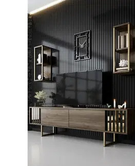 Konferenčné stolíky Televízny stolík s policami Linie Walnut and Gold