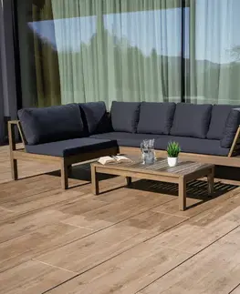 Záhradný ratanový nábytok KONDELA Parag záhradný nábytok hnedá / tmavosivá