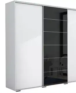 Šatníkové skrine Skriňa Alicja A28 250 Zrkadlo Biely/čierna  lacobel