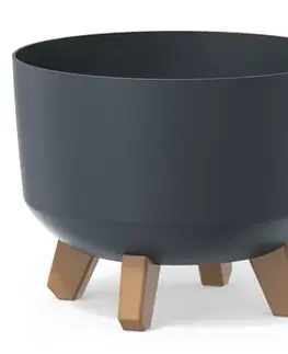 Kvetináče a truhlíky NABBI DGRL240 plastový kvetináč na nožičkách 23,8 cm antracit